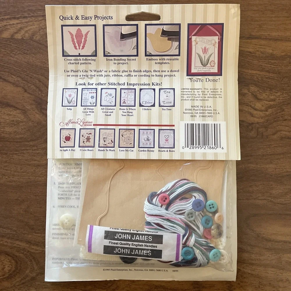 Cat‎ Counted Cross Stitch Plaid Stitched Impression Love My 21860 vtg 1995 kit